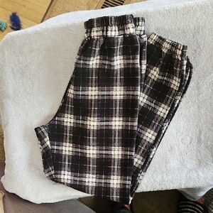 SHEIN Black and White Plaid Track Pants